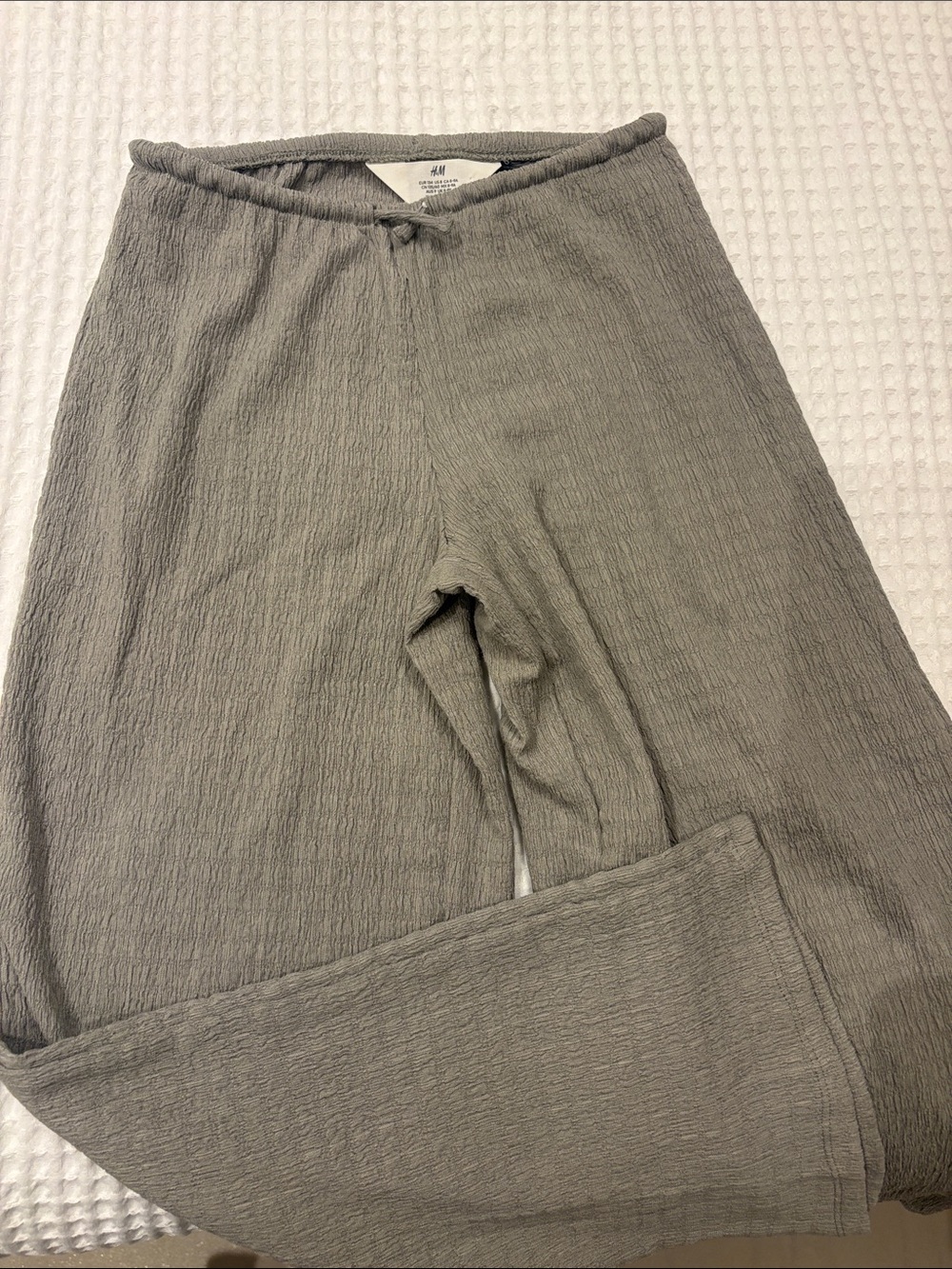 H&M Kids Relaxed Drawstring Pants in Light Gray